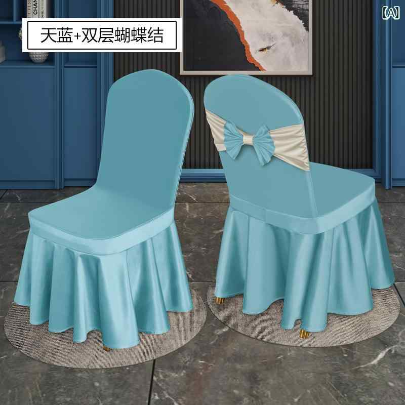 フロントップ楽天市場店の椅子 カバー 結婚式 ホテル 豪華 レストラン リボン フリル きれいめ サテン ロング デコレーション 背もたれ 保護 よごれ防止 赤 青 白｜アングル2