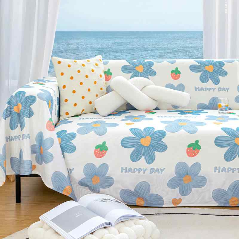 ソファーカバー 3人掛け 夏用 かけるだけ 布 接触ひんやり 涼しい 快適 ソフト 洗える 吸湿 通気 色褪せにくい ブランケット かわいい 花柄 犬 青 緑