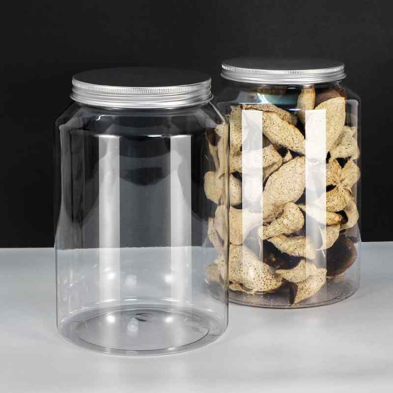 保存容器 密閉 プラスチック PET 円筒形 ふた 大容量 厚手 食品 海産物 貯蔵 ボトル ラベル ギフト シンプル 無地 透明