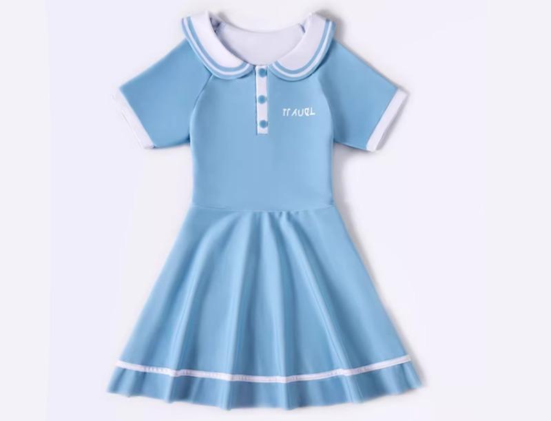 キッズ 水着 女の子 ワンピース スカート プール 温泉 水泳 スイミングウェア かわいい 速乾 日焼け防止 柔らかい 快適 通気性 伸縮性 肌に優しい 吸湿性 ラウンドネック 大きいサイズ 胸パッド パンツ付き 青 ピンク