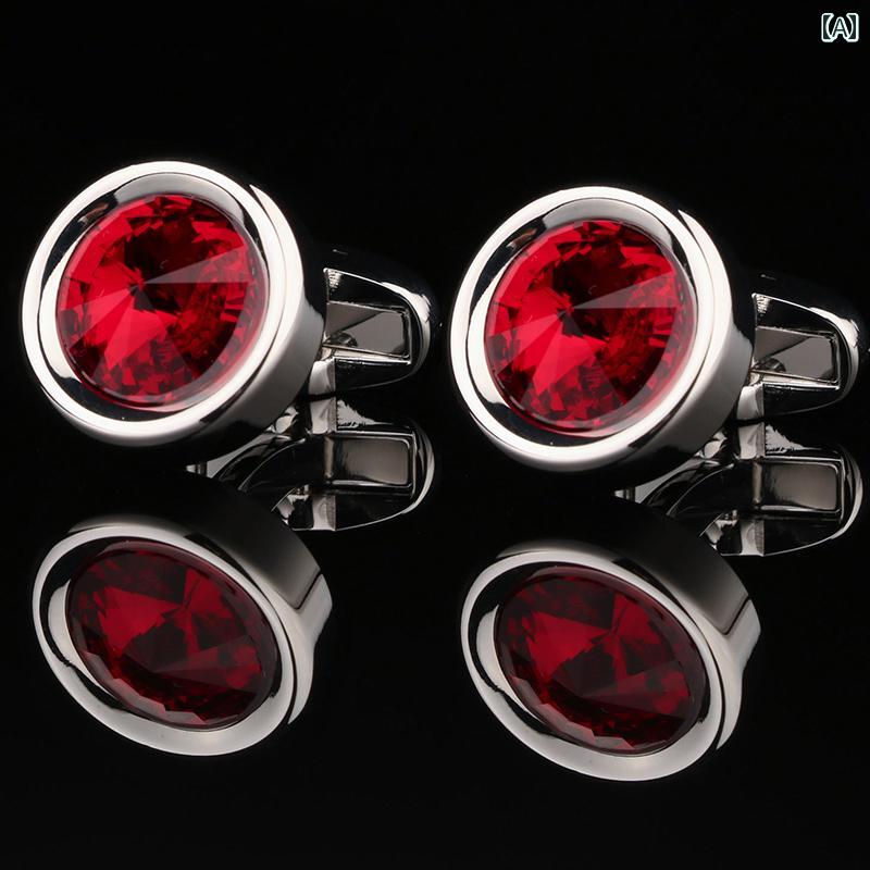 カフスボタン おしゃれ メンズ レディース 円形 赤 フレンチ シャツ シンプル アクセサリー ワンポイント 結婚式 誕生日 プレゼント 銅