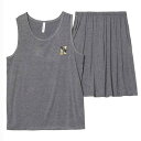 タンクトップ メンズ 薄手 モーダル ノースリーブ パジャマ 上下セット 夏 服 ショートパンツ 大きいサイズ ラウンドネック ウエストゴム シンプル ブラウン...