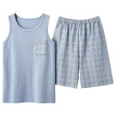 タンクトップ メンズ 薄手 ノースリーブ パジャマ 夏 綿 シンプル 上下セット ラウンドネック ウエストゴム ショートパンツ 大きいサイズ 吸湿性 通気性 快...