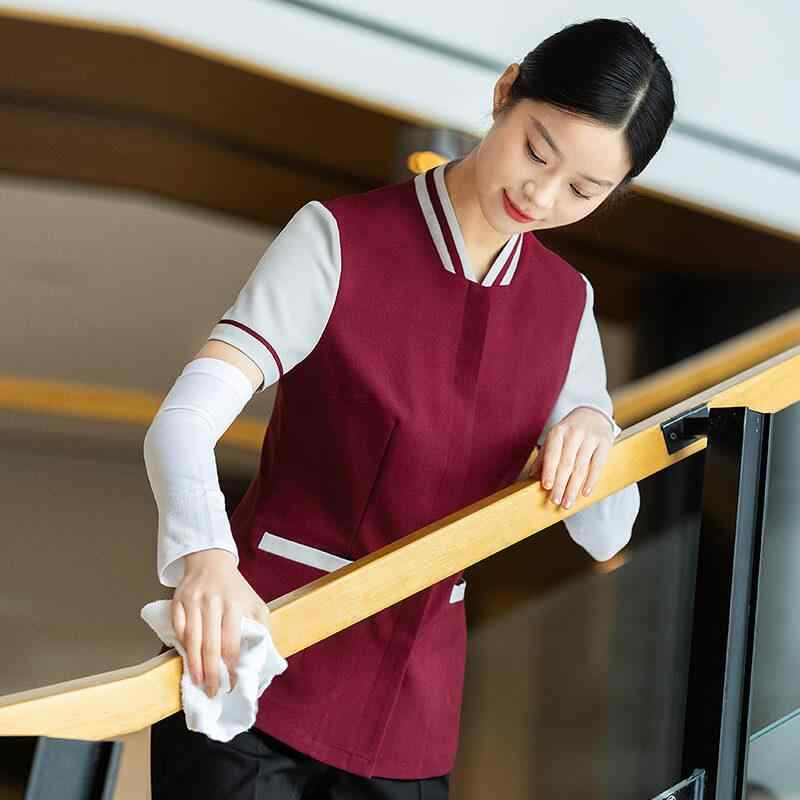 清掃 ユニフォーム 女性 半袖 上下セット ズボン 男性 ホテル 客室 レストラン 制服 作業着 ハウスキーパー 大きいサイズ 青 赤 バイカラー