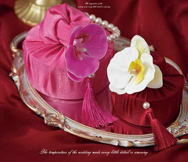 ギフトバッグ 手提げ チャイナ風 ブロケード 風呂敷 タッセル パール 立体 花 結婚式 キャンディボック..