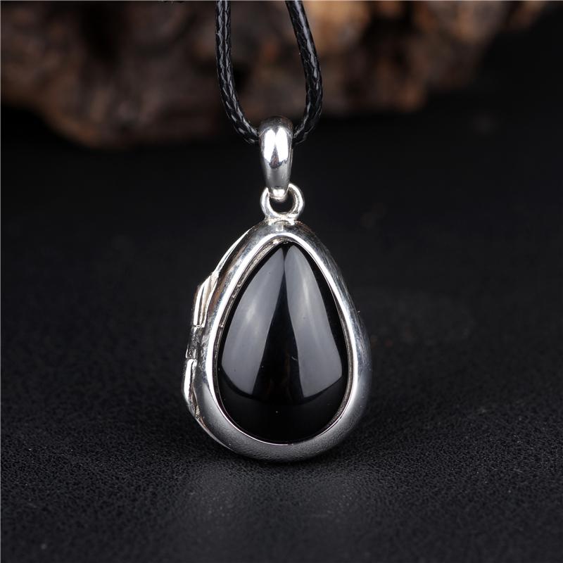 ネックレス おしゃれ レディース 女性 ペンダント ロング 925 シルバー 象嵌 黒 瑪瑙 伝統 工芸 レトロ..