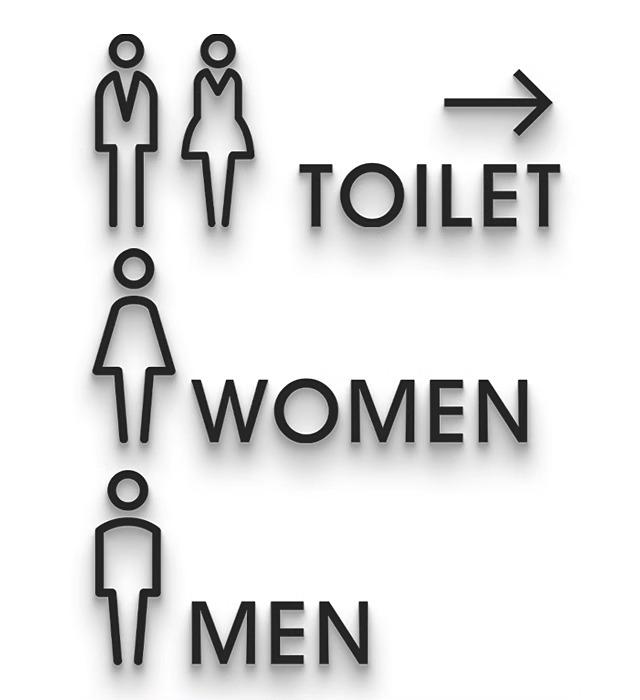 サインプレート ピクトグラム トイレ 立体 粘着 テープ 貼り付け レストルーム お手洗い 壁 ドア 案内..