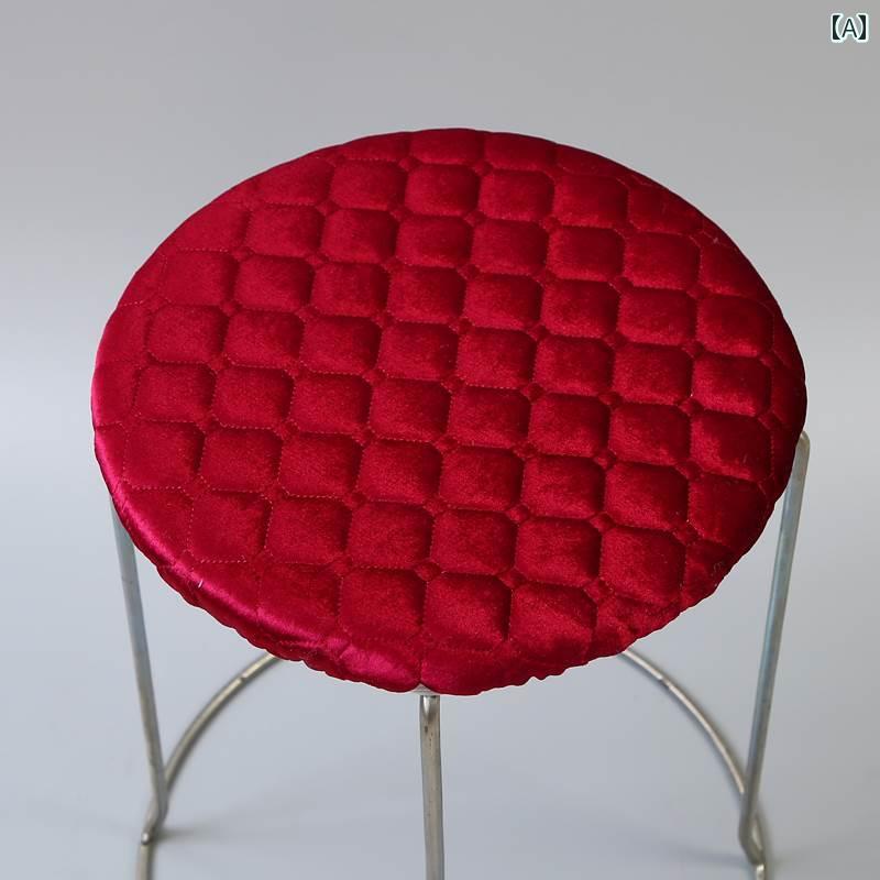Sofa Covers - 椅子カバー 丸型 円形 ラウンド スツール 座面 布 クッション 厚手 シート 中綿 取り付け簡単 キズ防止 レオパード 花柄 無地 赤 青 グレー