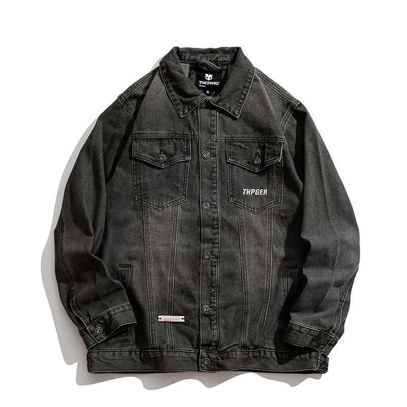 ジャケット メンズ おしゃれ 大きいサイズ 秋 デニム ヴィンテージ風 ウォッシュ加工 ゆったり カジュアル ロゴ 背面