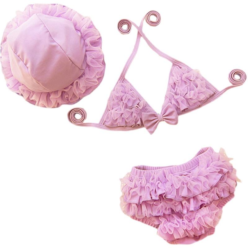 キッズ 水着 女の子 ビキニ かわいい フリル リボン パンツ 速乾 プール 海 アームリング 水泳帽 収納..