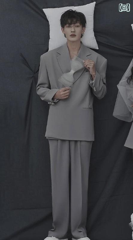 男女 ペア セットアップ 衣装 韓国 写真 ウェディング フォトスタジオ カップル イメージ 撮影 スーツ リボン ベール レディース メンズ かっこいい グレー