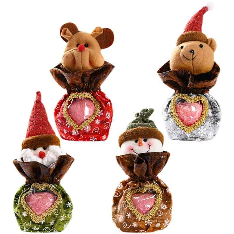 クリスマス ラッピング 袋 ギフト りんご キャンディ バッグ 巾着 装飾 デコレーション ディスプレイ リビング 幼稚園 かわいい 赤 緑 サンタクロース 雪だるま