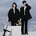 ウェディング ペアルック カップル 結婚式 フォト 写真 スタジオ 上下セット シャツ レディース メンズ トップス ゆったり カジュアル おしゃれ