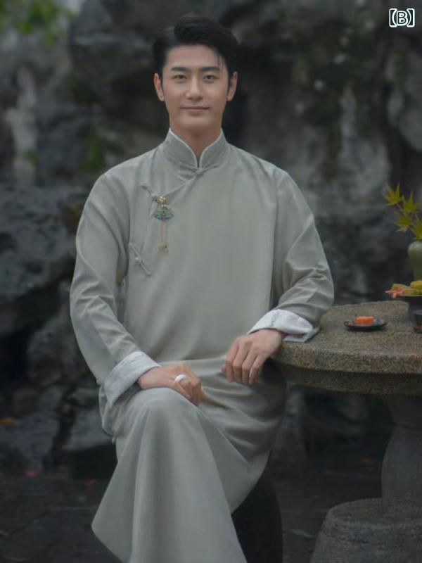 ウェディング ペアルック カップル レトロ 中国風 スタンドカラー 結婚式 写真 フォト スタジオ レディース メンズ ローブ チャイナドレス スリット おしゃれ 緑 グレー