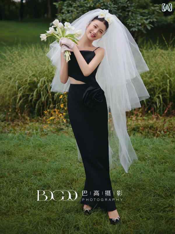 ウェディング 前撮り ワンピース 写真 フォト スタジオ 撮影 衣装 レディース 結婚式 キャミソール ハイウエスト サテン 花 白 黒 ピンク シンプル エレガント