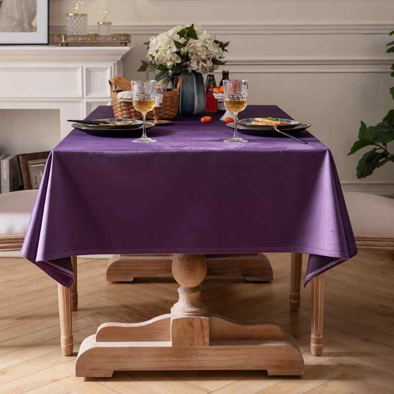 テーブルクロス おしゃれ 長方形 正方形 カバー スカート ベルベット 布 イベント 受付 応接 オフィス 会議 展示会 パーティー 結婚式 ホテル レストラン ダイニング 傷 汚れ 防止 保護 厚手 エレガント シンプル 無地 白 紫 青