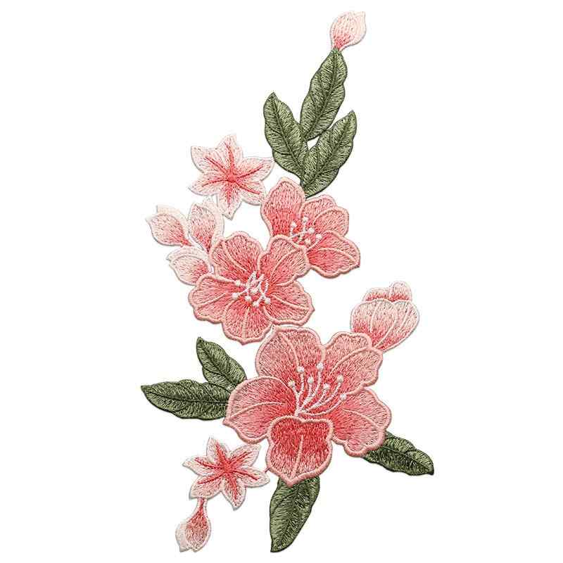 刺繍 ワッペン エレガント 植物 ユリの花 アップリケ チャイナ風 おしゃれ DIY アクセサリー 服飾 補修 裁縫 シンプル 縫製必要