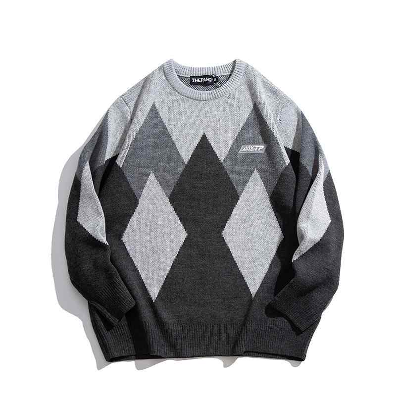 ニット メンズ おしゃれ 大きいサイズ 秋冬 プルオーバー ゆったり アーガイル柄