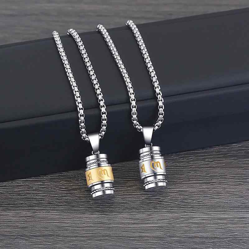 ペンダント チェーン ネックレス メンズ 大人 チタン スチール 六字真言 マントラ 文字 ベネチアンチェ..