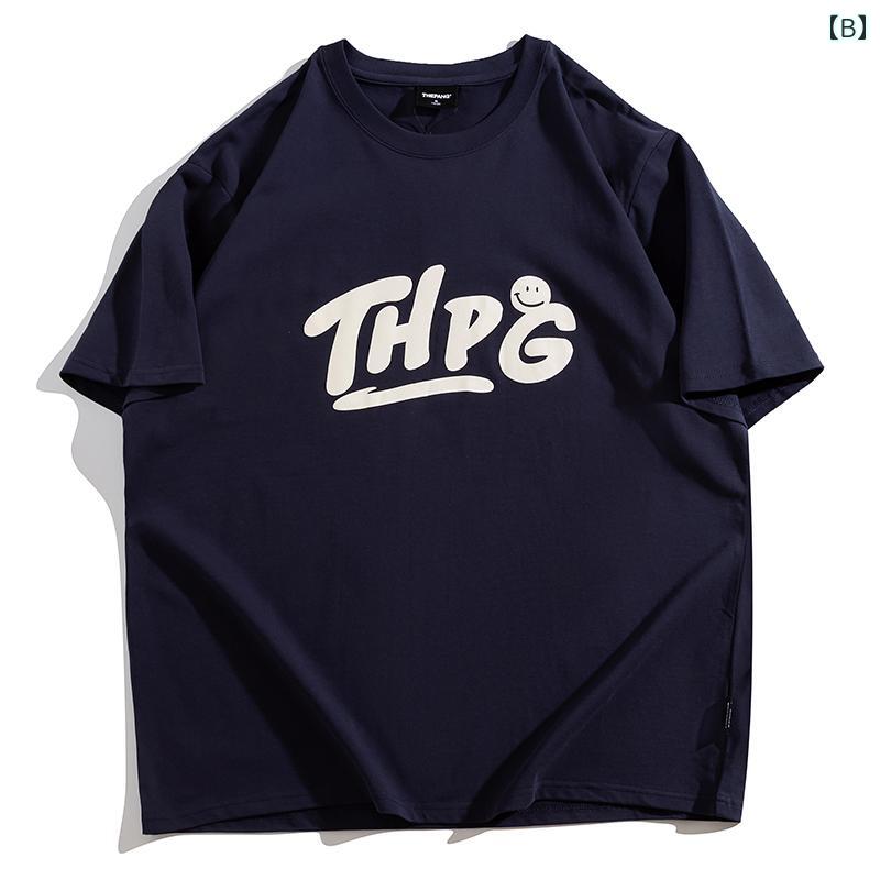 Tシャツ メンズ おしゃれ 大きいサイズ 夏 半袖 クルーネック ロゴプリント ゆったり 綿 カジュアル