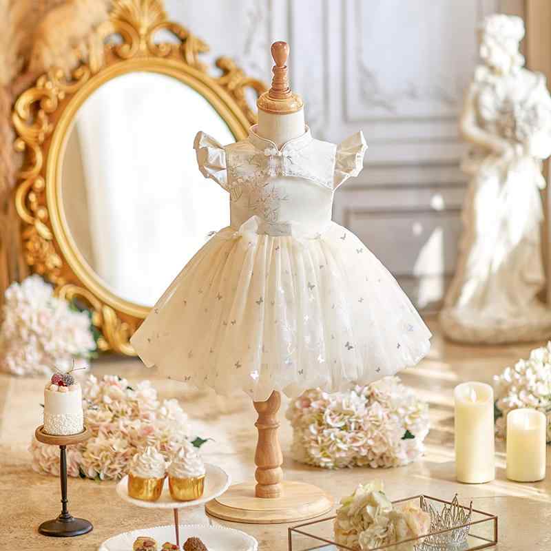 ドレス ベビー 女の子 チャイナドレス風 プリンセス ワンピース 1歳 誕生日 100日祝い セレモニー パーティー お呼ばれ 記念撮影 普段使い 小花柄 ポリエステル かわいい 春夏