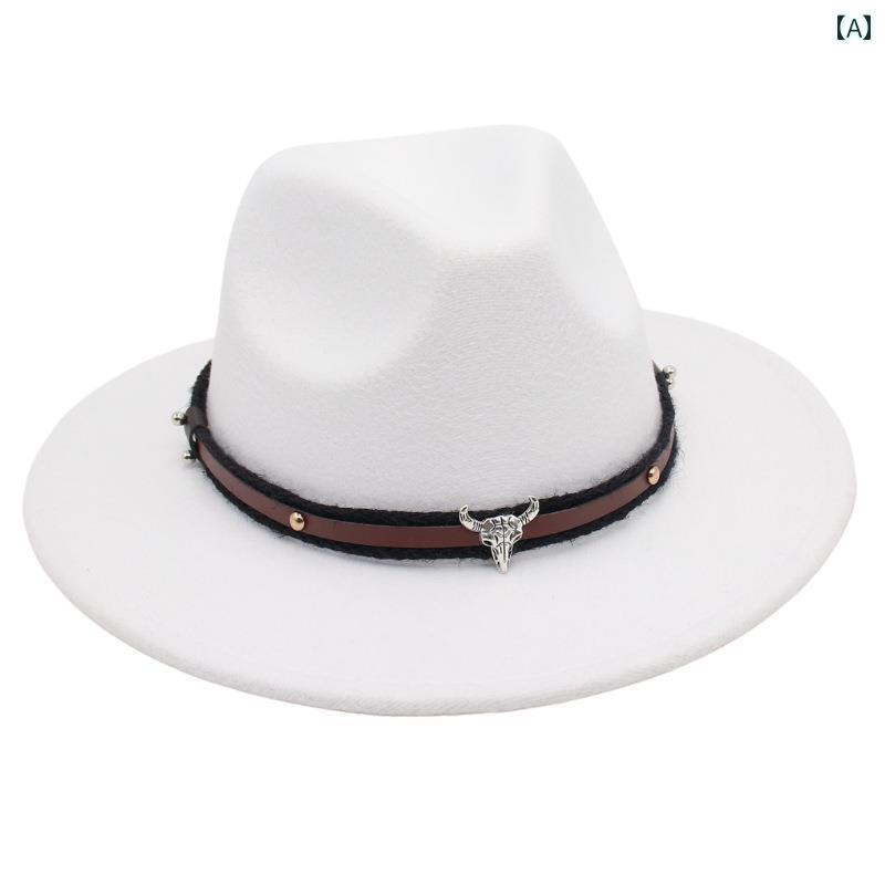 ハット メンズ レディース 大人 帽子 フェルト ウール エスニック 民族風 牛頭型バックル ロープ おし..