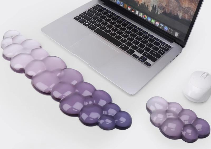 手首 クッション マウスパッド クリア 透明 おしゃれ キーボード タイピング リストレスト オフィス ノートパソコン 柔らかい 滑り止め セットアップ 光沢 ...