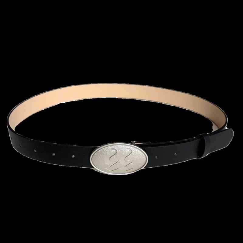 ベルト レディース ジーンズ おしゃれ 太め PUレザー 合金 楕円 バックル カジュアル デニムパンツ シ..