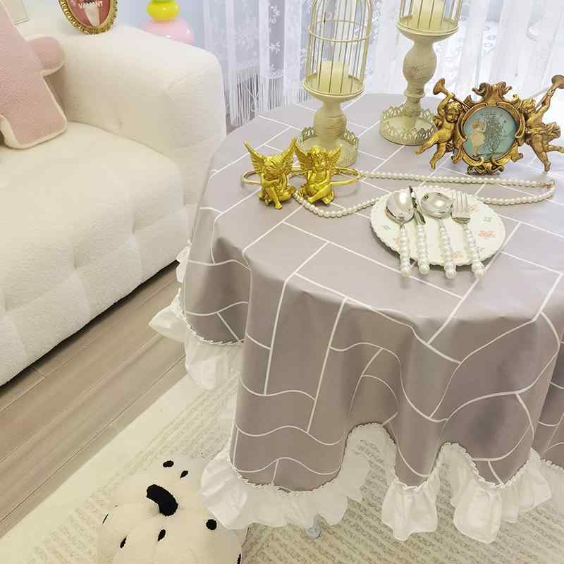 テーブルクロス おしゃれ レース TPU 汚れにくい 防水 耐油性 正方形 長方形 軽い 柔らかい カジュアル フリル グレー 白 カフェ パーティー