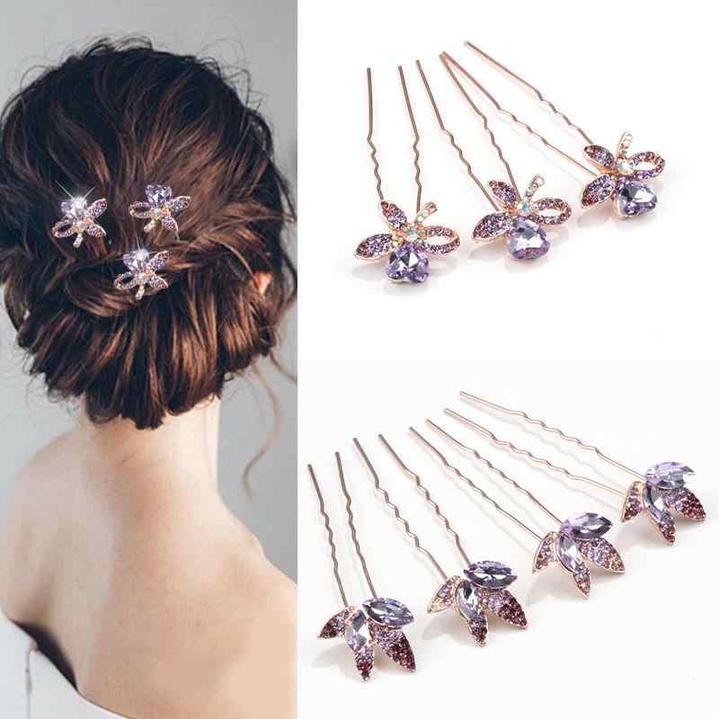 ヘアピン レディース きらきら U字 ヘアアクセサリー パンアップ 髪飾り フラワー 大人式 結婚式 和装 ..