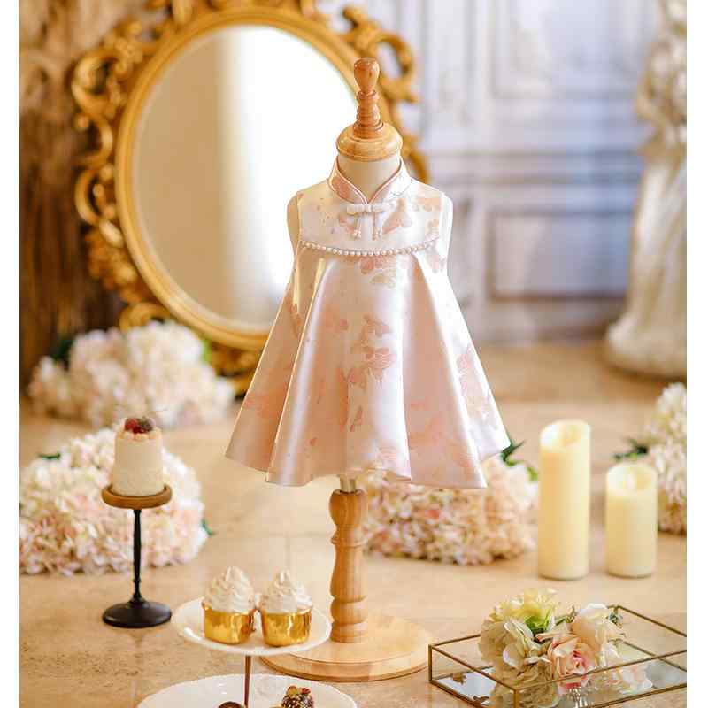 ドレス ベビー 女の子用 チャイナドレス プリンセスライン 1歳誕生日 お祝い セレモニードレス フォーマル 幼児 キッズ 結婚式 発表会 上品 かわいい ふわふわ ピンク系