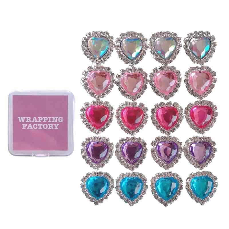 【ラッピングファクトリー】オリジナルケース付き キラキラ ハート カボション ビジュー 20個セット ゆ..