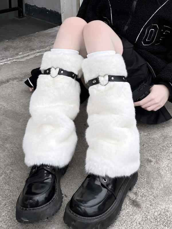 レッグウォーマー 冬 レディース 女性 婦人 秋 厚手 暖かい 保温 ボア ソックス カバー カジュアル Y2K 普段使い サブカル セット 白 黒 無地 ふわ...