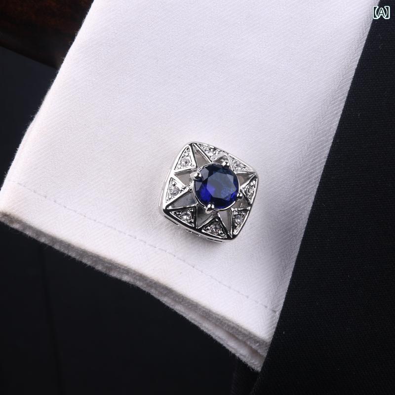 カフスボタン おしゃれ 青 フレンチ シャツ レディース メンズ アクセサリー シンプル プレゼント 結婚式 誕生日 パーティー ワンポイント スクエア