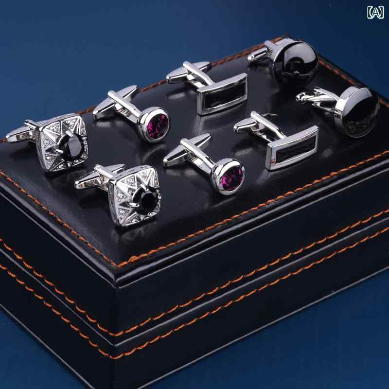 カフスボタン おしゃれ フレンチ メンズ レディース シャツ 黒 アクセサリー 銅 セット シンプル ワンポイント 結婚式 スクエア 丸