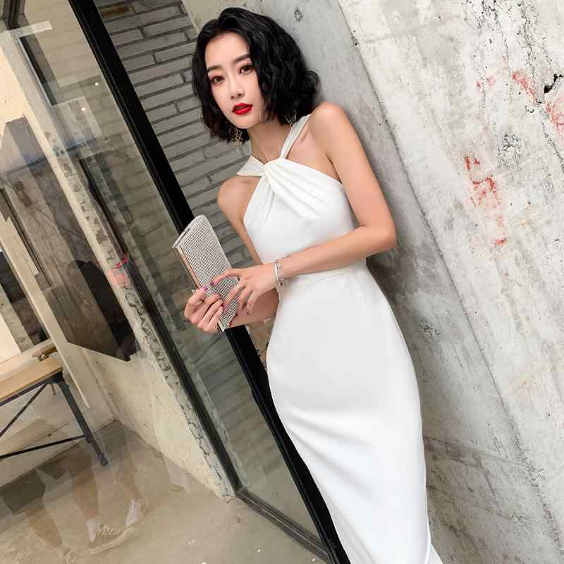 イブニングドレス 白 赤 黒 レディース キャバ セレブ ラグジュアリー 韓国 後ろファスナー 大きいサイズ スリムフィット ミモレ丈 パーティー お呼ばれ 快適 柔らかい 通気性 滑らか