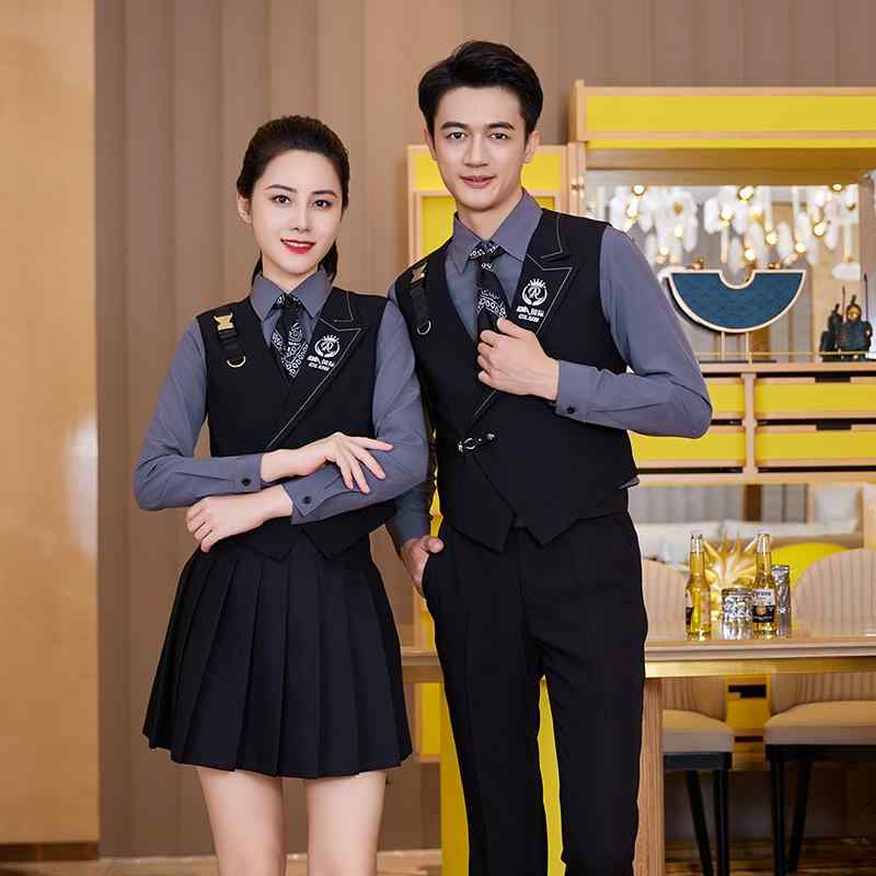 コスプレ 制服 スカート パンツ 上下セット 長袖 ベスト シャツ メンズ レディース タイ ポケット 秋冬 クラブ バー ウェイター 大きいサイズ ジッパー バックル