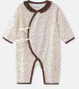 ベビー服 新生児 春秋 前開き 肌着 プレオール コンビドレス ボタン 通気 吸汗 柔らかい フリル 装飾 出産祝い プレゼント シンプル かわいい 茶 小花柄