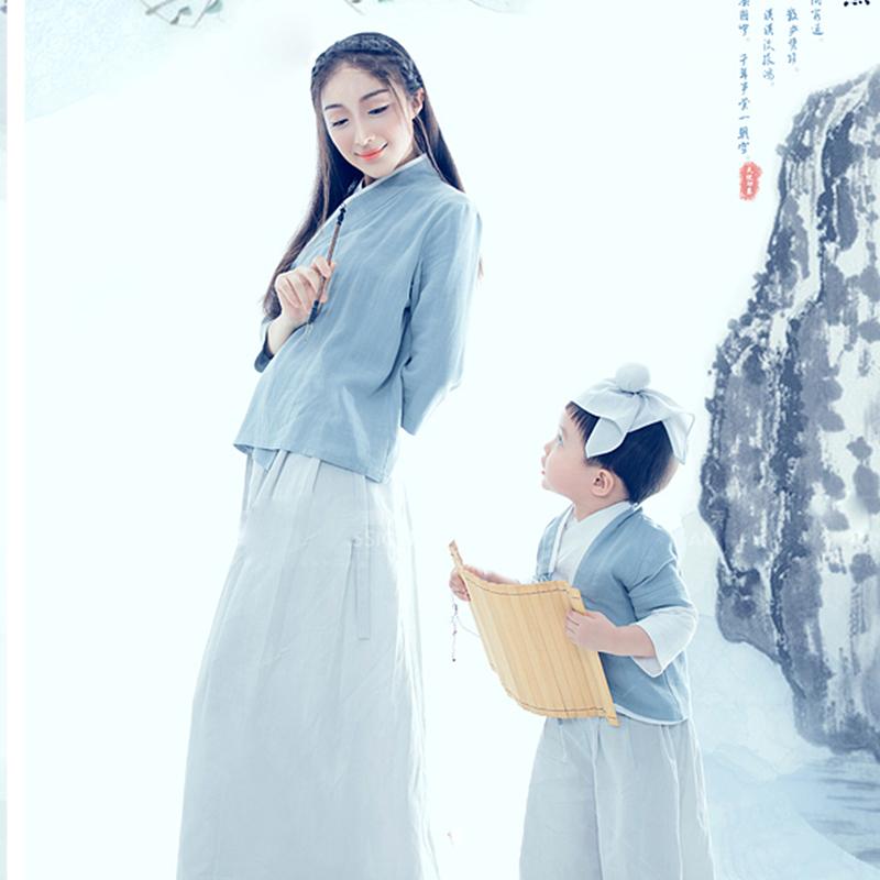 楽天フロントップ楽天市場店家族 お揃い 衣装 親子 ペア レトロ 写真 フォト 撮影 スタジオ 思い出 記念 キッズ 男の子 大人 レディース セット 漢服 民族風 ゆったり おしゃれ