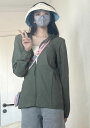 日焼け防止 パーカー レディース 夏 薄手 軽量 通気性 涼しい 長袖 ジャケット ゆったり 大きいサイズ ジップアップ アウトドア レジャー 体温調節 緑 黒 シンプル