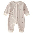 ベビー服 新生児 春秋 カバーオール 前開き 面ファスナー お腹保護 柔らかい 出産祝い プレゼント シンプル かわいい キノコ 三日月 ドット柄