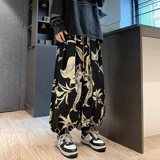 サルエルパンツ メンズ カジュアル ルーズ ゆったり ラフ 大きいサイズ 冬 ワイドレッグ ロング 丈 エスニック 民族風 柄 ブラック サルエルパンツ メンズ カジュアル ルーズ ゆったり ラフ 大きいサイズ 冬 ワイドレッグ ロング 丈 エスニック 民族風 柄 ブラック