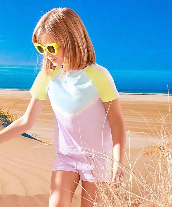 キッズ 水着 女の子 半袖 海 プール 川 水遊び 水泳 夏 子供用 セパレート ラッシュガード 日焼け防止 ..