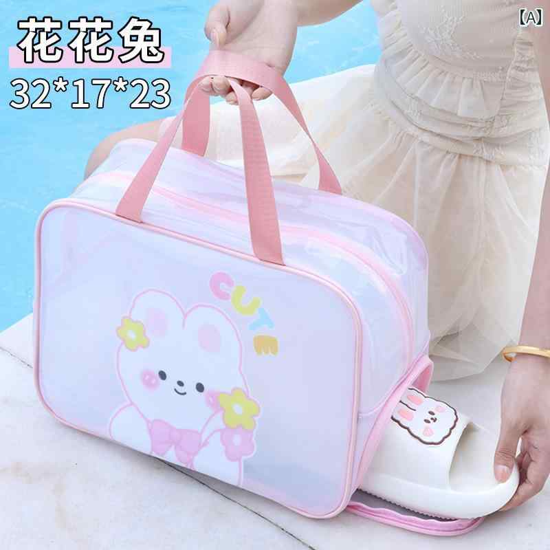 プールバッグ 女の子 小学生 子供 レディース 大人 水泳 スイミング ビーチ 旅行 手提げ 持ち手 ショルダー 収納 防水 耐摩耗 大容量 乾湿分離 軽量 厚手 かわいい うさぎ チューリップ くま