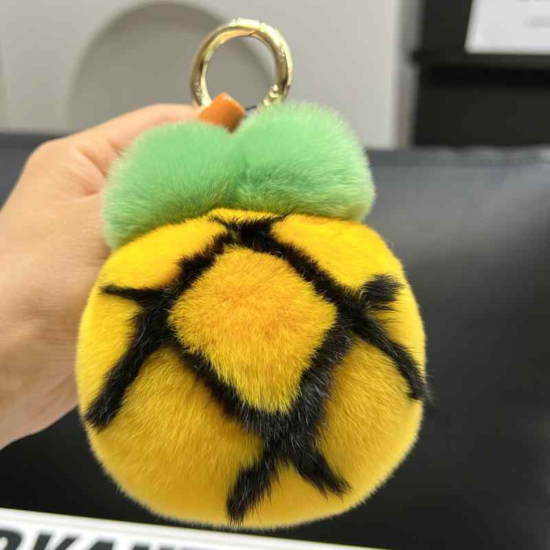 Other - キーホルダー ぬいぐるみ もこもこ ふわふわ 柔らかい 小さめ パイナップル キーチェーン バッグチャーム 丸型フック プレゼント かわいい