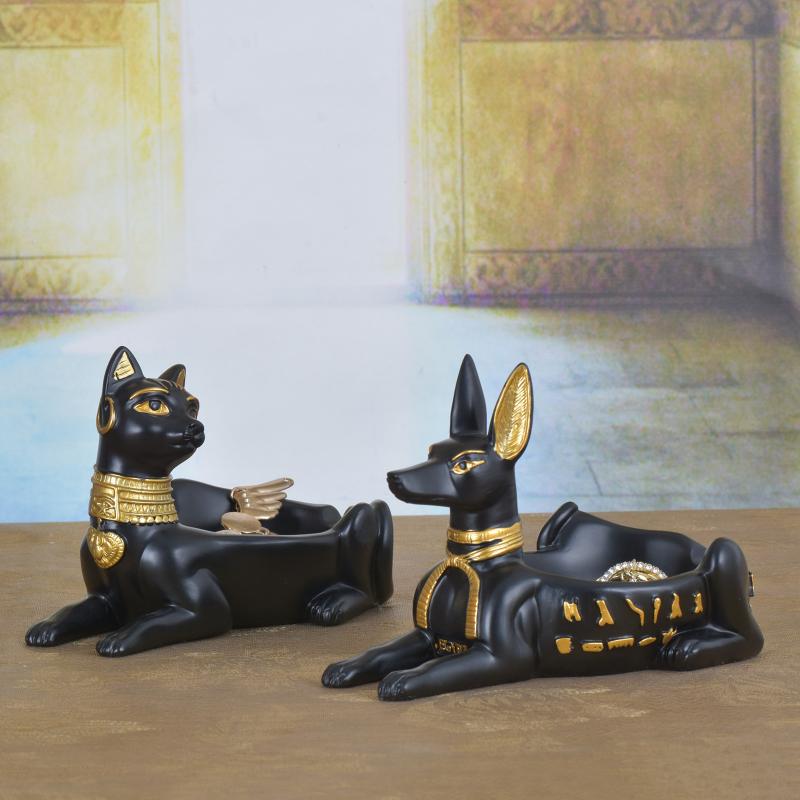 エジプト 雑貨 置物 装飾品 収納 小物入れ アクセサリー 整理 卓上 ディスプレイ用 ヨーロピアン インテリア 猫 犬 小さめ 樹脂 おしゃれのサムネイル