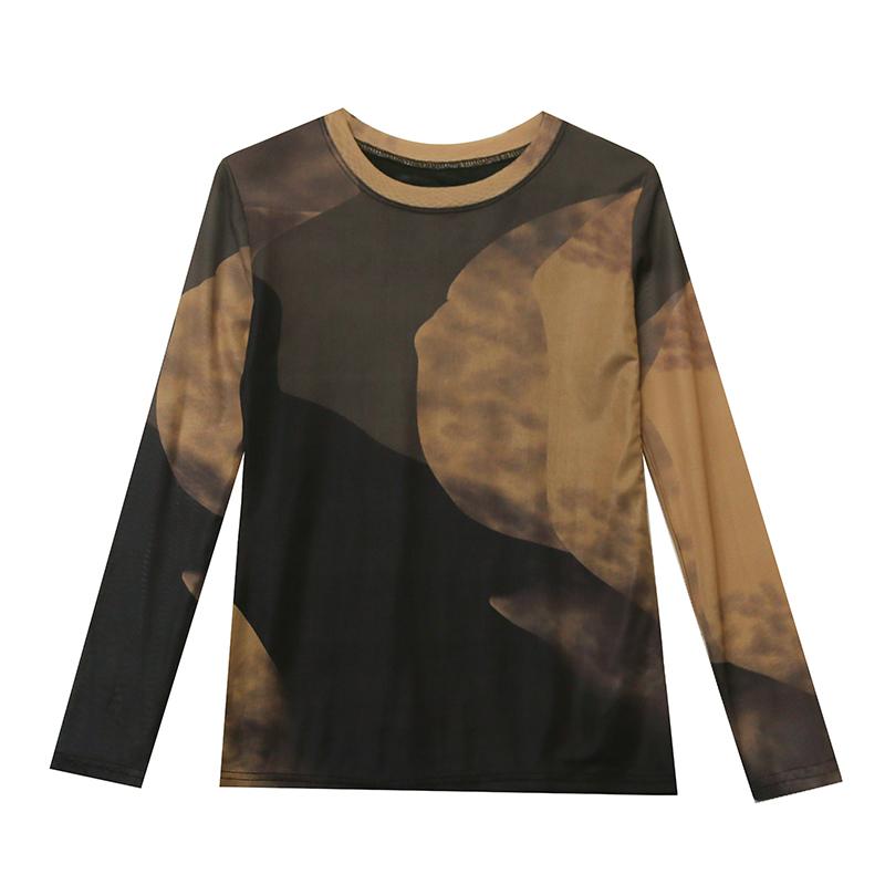 乐天商城 - トップス 長袖 レディース Tシャツ ラウンドネック スリムフィット 快適 通気性 耐摩耗 洗濯可能 おしゃれ レトロ プリント 柄物 大きいサイズ 秋冬 お出かけ 普段使い