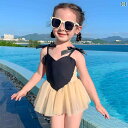 水着 ワンピース キッズ 女の子 ベビー チュール スカート スイムキャップ リボン 肩ひも 調節可能 水遊び ビーチ プール かわいい ベージュ 緑