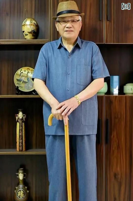 シニア 半袖 シャツ 紳士服 春夏 メンズ 60代 お父さん おじいさん 通気性 吸湿性 上下セット ズボン カジュアル 3ポケット お出かけ 普段着 おしゃれ 父の日 敬老 ギフト ストライプ グレー 青 frontop-12257902 フロントップ楽天市場店 サンプル画像3