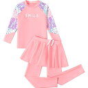 水着 セパレート 女の子 子供用 ガールズ 長袖 パンツ セット スカッツ 速乾 柔らかい 快適 夏 海水浴 プール 川 水遊び レタープリント 柄 おしゃれ 紫 ピンク